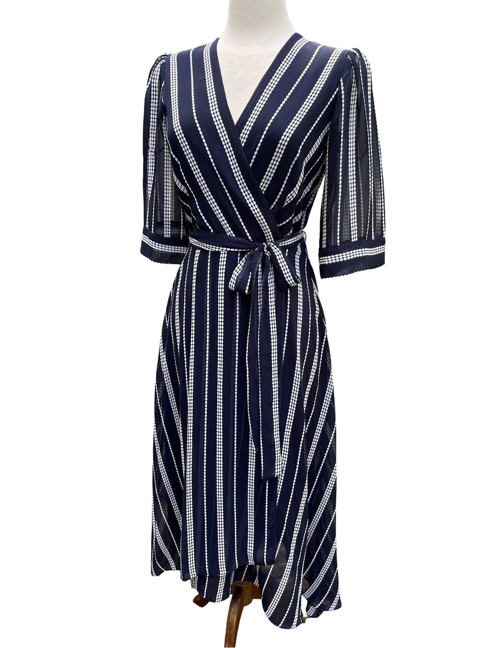 Navy Chiffon Midi Dress Wedding Guest 6